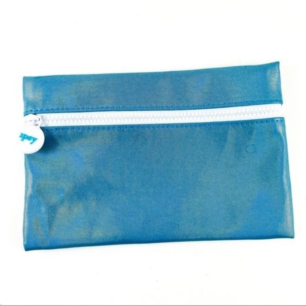 Ipsy Makeup Bag Glossy Shiny Teal Zipper Closure